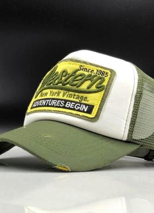 Кепка тракер western (вестерн) с сеточкой хаки, унисекс wuke one size