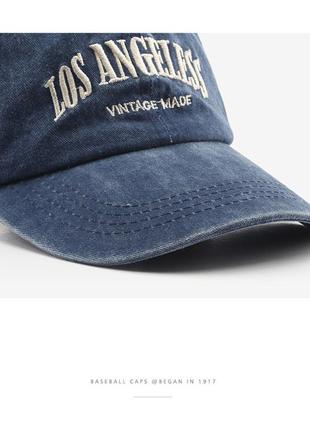 Вінтажна ретро кепка бейсболка джинсова джинс бавовняна бейсбольна кепка з написом los angeles вінтаж3 фото