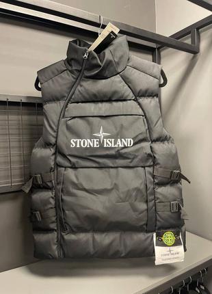 Мужская спортивная жилетка стон айленд черная / жилеты stone island2 фото