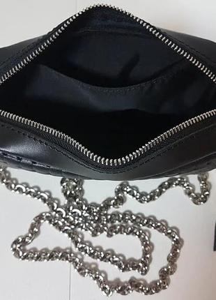 Сумка-косметичка женская кожаная, черная "венетто" 7016