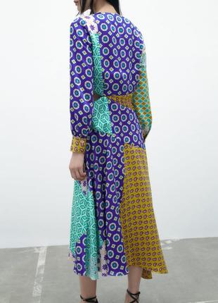 Атласна сукня zara в стилі печворк xl 46-487 фото