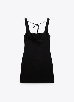 Маленькое черное платье zara с вкраплениями льна s