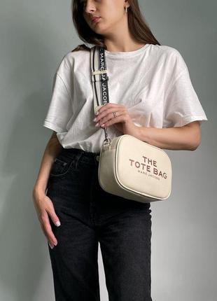 Женская сумка через плечо marc jacobs crossbody leather bag cream марк джейкобс кросс - боди8 фото