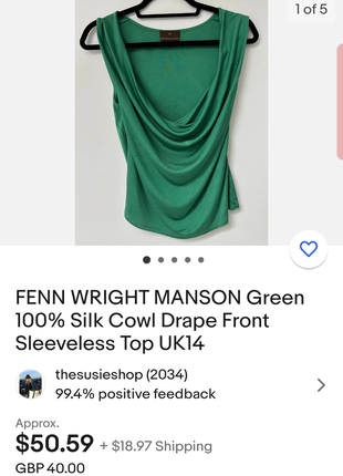Топ блуза fenn wright manson розмір 14 шовк 100%3 фото
