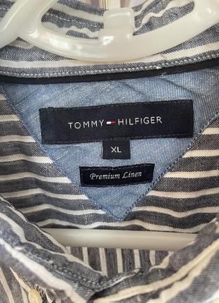 Льняная полосатая рубашка tommy hilfiger premium xl3 фото