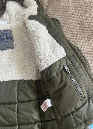 Куртка теплая зимняя для мальчика хаки 2-3 года 92-98 размер парка5 фото
