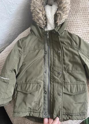 Куртка теплая зимняя для мальчика хаки 2-3 года 92-98 размер парка6 фото