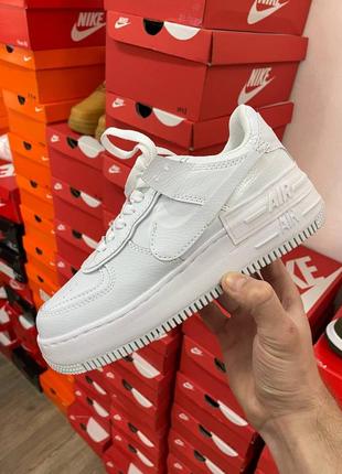 Женские кожаные кроссовки nike air force shadow white