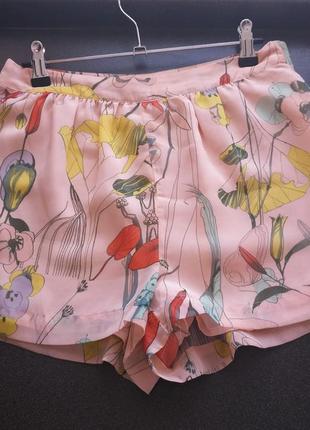 *шорты бежево-розовые в абстрактно-цветочный принт h&m новые*1 фото