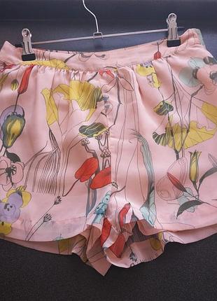 *шорты бежево-розовые в абстрактно-цветочный принт h&m*новые*