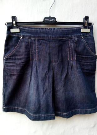 Классная интересная темно синяя джинсовая мини юбка mexx