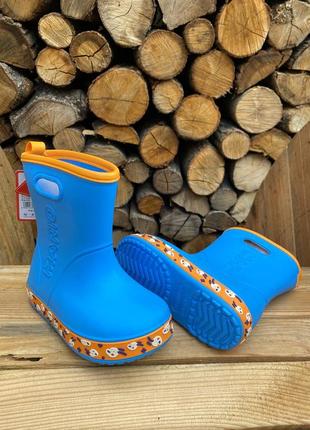 Дитячі crocs непромокаючі гумові чоботи сині2 фото