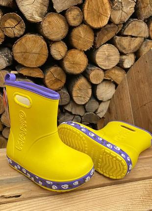 Дитячі crocs непромокаючі гумові чоботи жовті