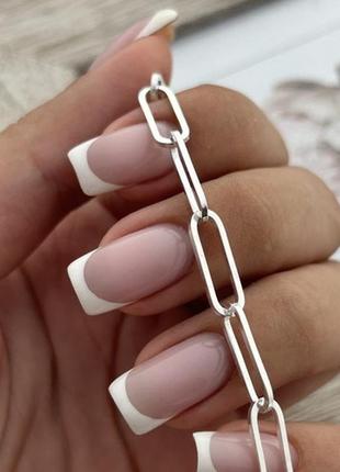 Цепочка из серебра с большими звеньями и плетением вытянутый анкер на шею 45 см