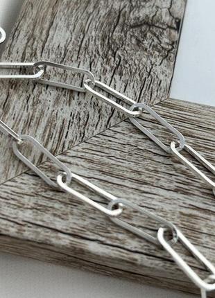 Цепочка из серебра с большими звеньями и плетением вытянутый анкер на шею 45 см