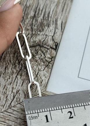 Цепочка из серебра с большими звеньями и плетением вытянутый анкер на шею 45 см