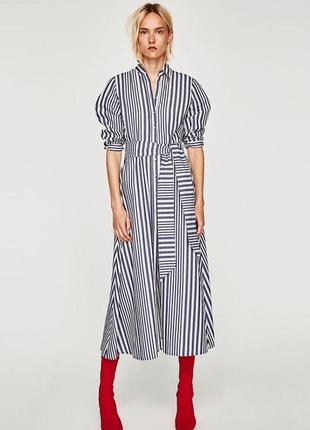 Платье рубашка в полоску zara