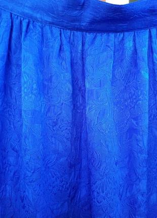 Шелковая, фактурная юбка в цвете ультрамарин, винтаж3 фото