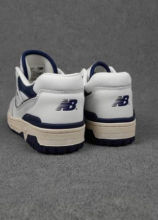 New balance 550 кросівки чоловічі шкіряні топ нью баланс білі з синім кеди5 фото