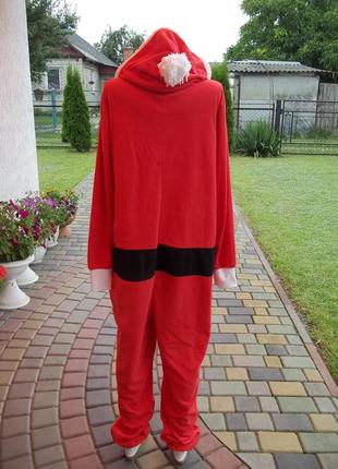 ( s / м - 46 / 48 р) санта клаус мужская флисовая пижама кигуруми костюм слип человечек новый4 фото