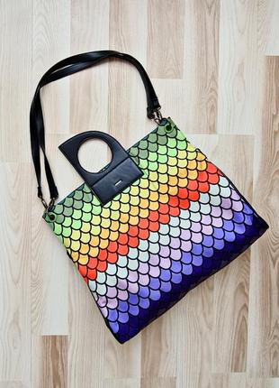 Стильная сумка шоппер каждый разноцветная сумка женская большая сумка черная яркая сумка тоут на плечо