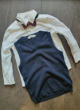 Комплект для первоклассника рубашка+жилетка+бабочка 6-7 лет