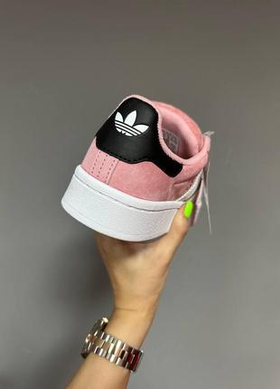 Adidas campus “light pink” premium кроссовки кожа/замш розовые6 фото
