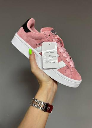 Adidas campus “light pink” premium кроссовки кожа/замш розовые5 фото