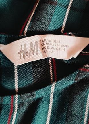 Натуральная зеленая блуза в клетку h&amp;m 5