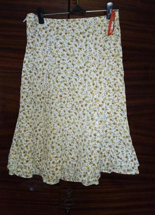 Летняя юбка с цветочным принтом.3 фото