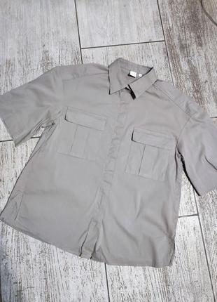 Сорочка оверсайз рубашка укороченая прямая крой милитари сафари  классика оверсайз2 фото