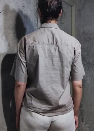 Сорочка оверсайз рубашка укороченая прямая крой милитари сафари  классика оверсайз8 фото