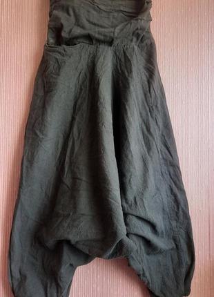 Дизайнерские бохо брюки с матней низким шаговым швом спущенным слонком в виде rundholz nepal boom baba 100%coton3 фото