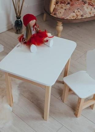 Детский столик и стульчик белоснежный. столик с ящиком белый4 фото