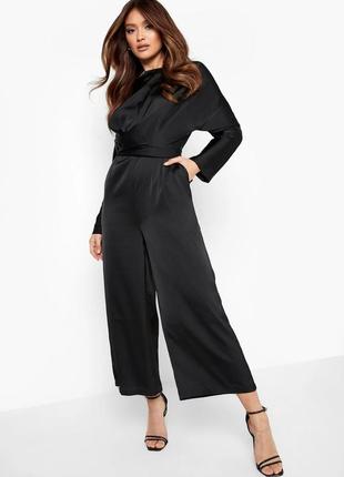 Комбинезон на запах, кюлоты, сатин, комбинация, boohoo 93