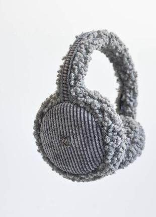 Бомбезные зимние наушники тедди teddy с вельветовыми вставками