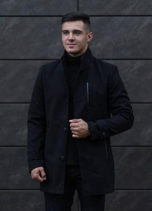 Мужское чёрное пальто на осень чоловіче чорне пальто осіннє пальто на чоловіка