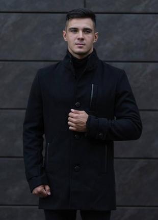 Мужское чёрное пальто на осень чоловіче чорне пальто осіннє пальто на чоловіка2 фото