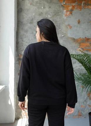 Спортивний жіночий костюм петля світшот+джогери чорний2 фото