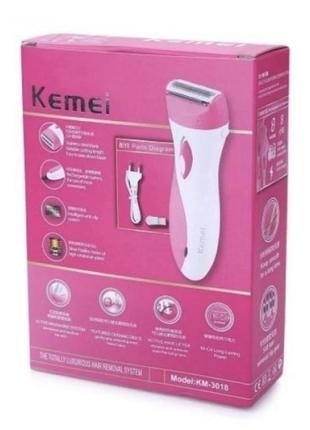 Жіноча електробритва епілятор для бікіні ніг kemei km-3018 епілятор з насадкою для гоління5 фото