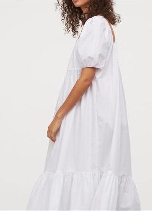 H&m платье макси, длинное, оверсайз, ярусное, объемные рукава1 фото