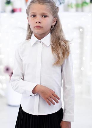 Школьная блузка свит блуз со скрытой застежкой мод. 2001 белая р.116