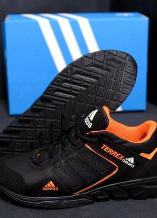 Чоловічі шкіряні кросівки adidas terrex orange1 фото
