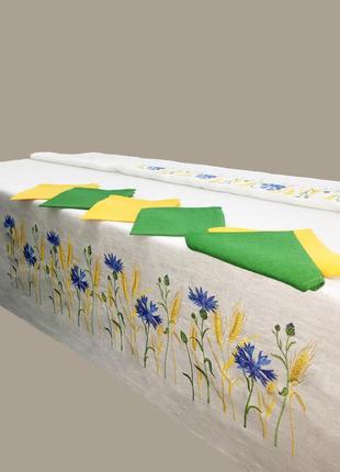 Комплект подарочный "волошки" белый льняной украинский лён