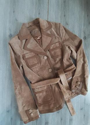 Пиджак куртка замша коричневый/бежевый 46 р1 фото