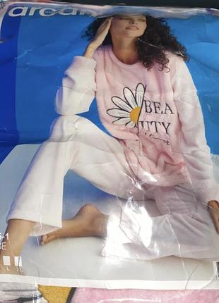 Теплая махровая флисовая пижама/домашняя костюм кофта и штаны 42-503 фото