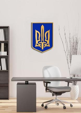 Герб україни з мечем настінний тризуб. символи україни, подарунок керівнику 30x23 см.5 фото