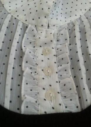 Стильна чорно біла нарядна урочиста подвійна сорочка блуза в горошок з-м.7 фото