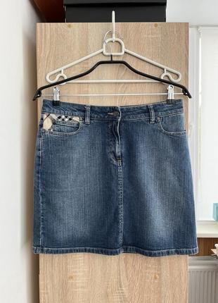 Винтажная джинсовая мини юбка burberry london1 фото