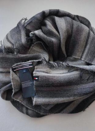 Смугастий шарф tommy hilfiger сірого кольору3 фото